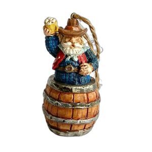 Vintage Cowboy Beer Keg Christmas Ornament Country Western Hillbilly Decoration